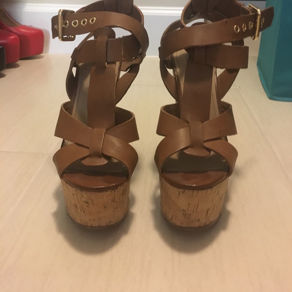 Steve Madden Brown Cork Wedge Sandals